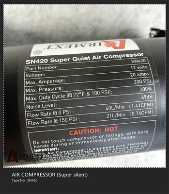 SN420 Super Silent Air Pump Air Compressor 200PSI DC 12V